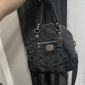 Coach Black Signature Shoulder Bag with Monogram